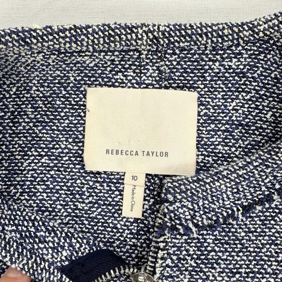 Rebecca Taylor Womens Textured Tweed Peplum Jacket Size 10 Navy Blue - Picture 3 of 15